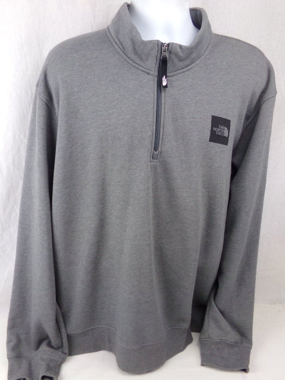 The North Face Box Half Dome Fleece Mens 2XL Gray 1/4 Zip Logo Pullover A8B7C